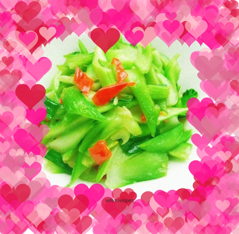 Vegetarian stir-fried cabbage stems