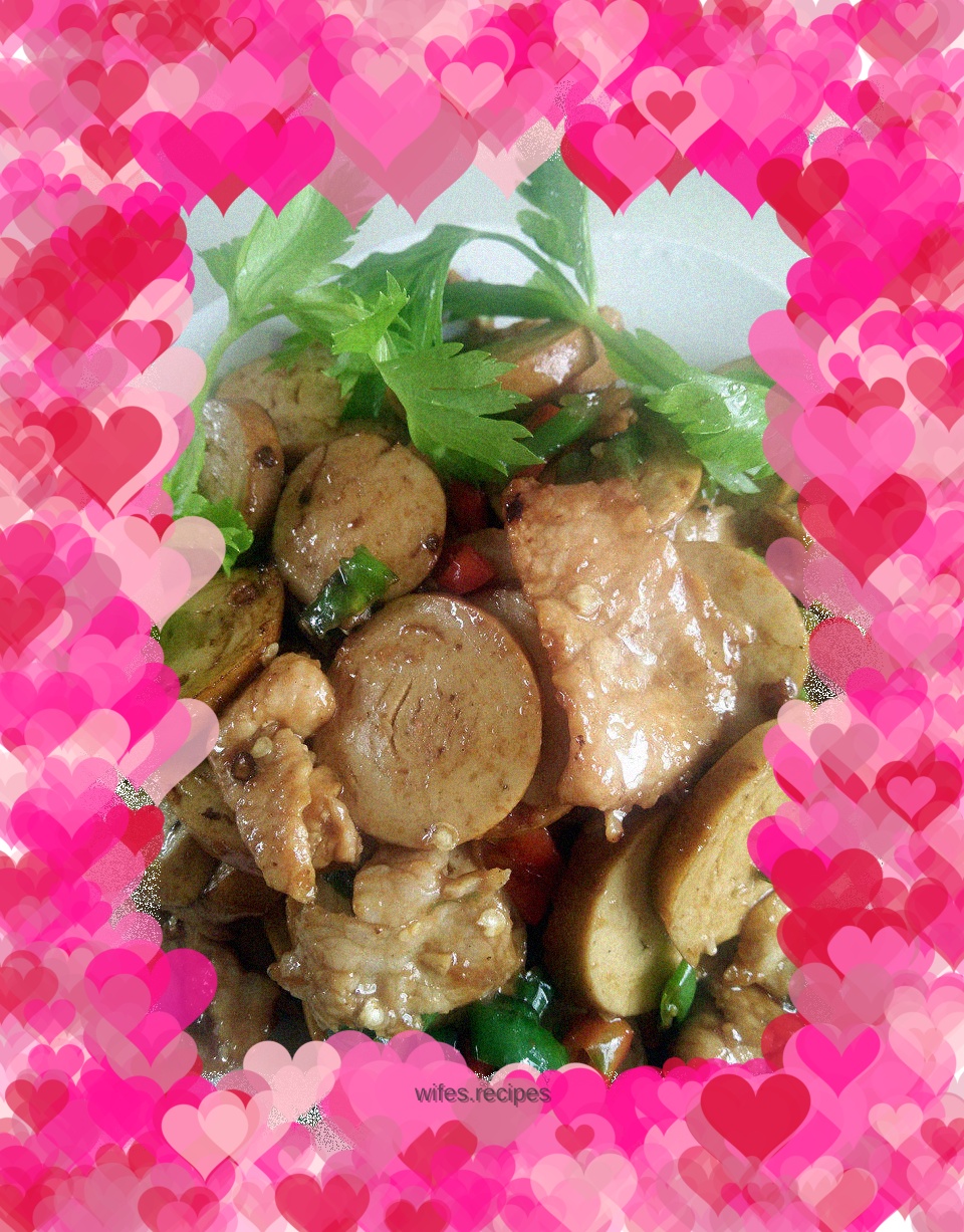 Stir-fried pork with tofu skin rolls