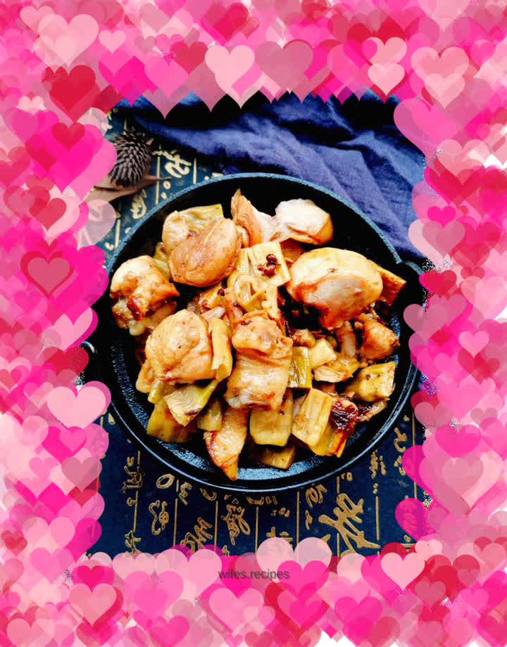 Roast chicken legs with dried bamboo shoots