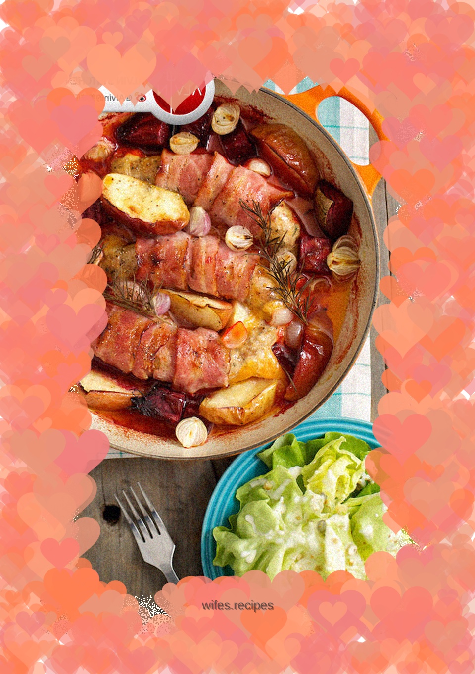 Assorted Sausage Bacon Grilled Vegetables and Day Leaf Salad