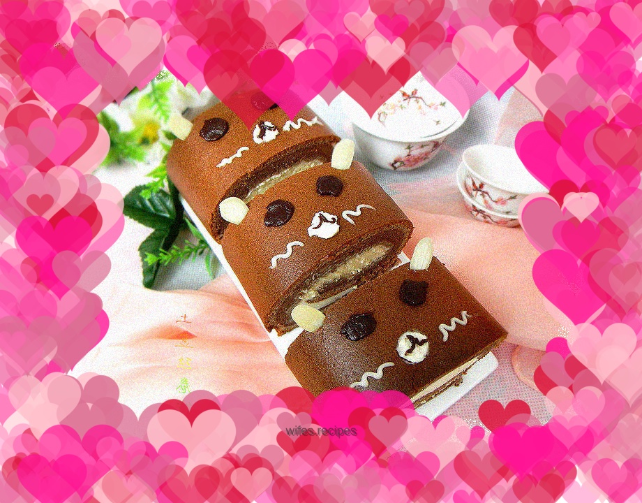 Black and white chocolate on the cake surface