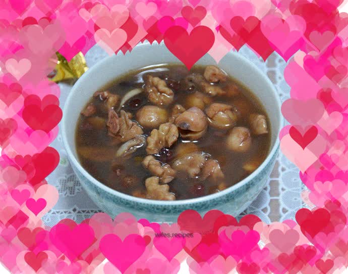 Red bean, lotus seed and walnut soup