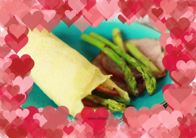 Asparagus, ham and egg rolls