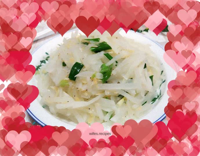 Stir-fried shredded radish with shrimp skin