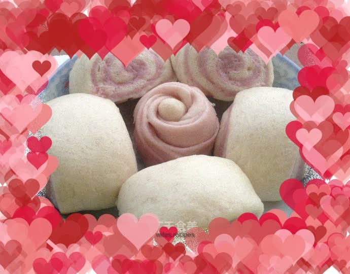 Purple sweet potato two-color steamed buns
