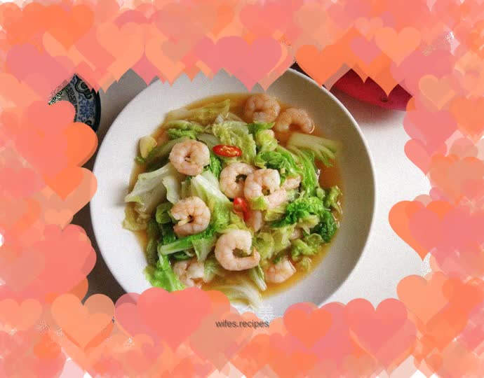 Stir-fried shrimps with cabbage