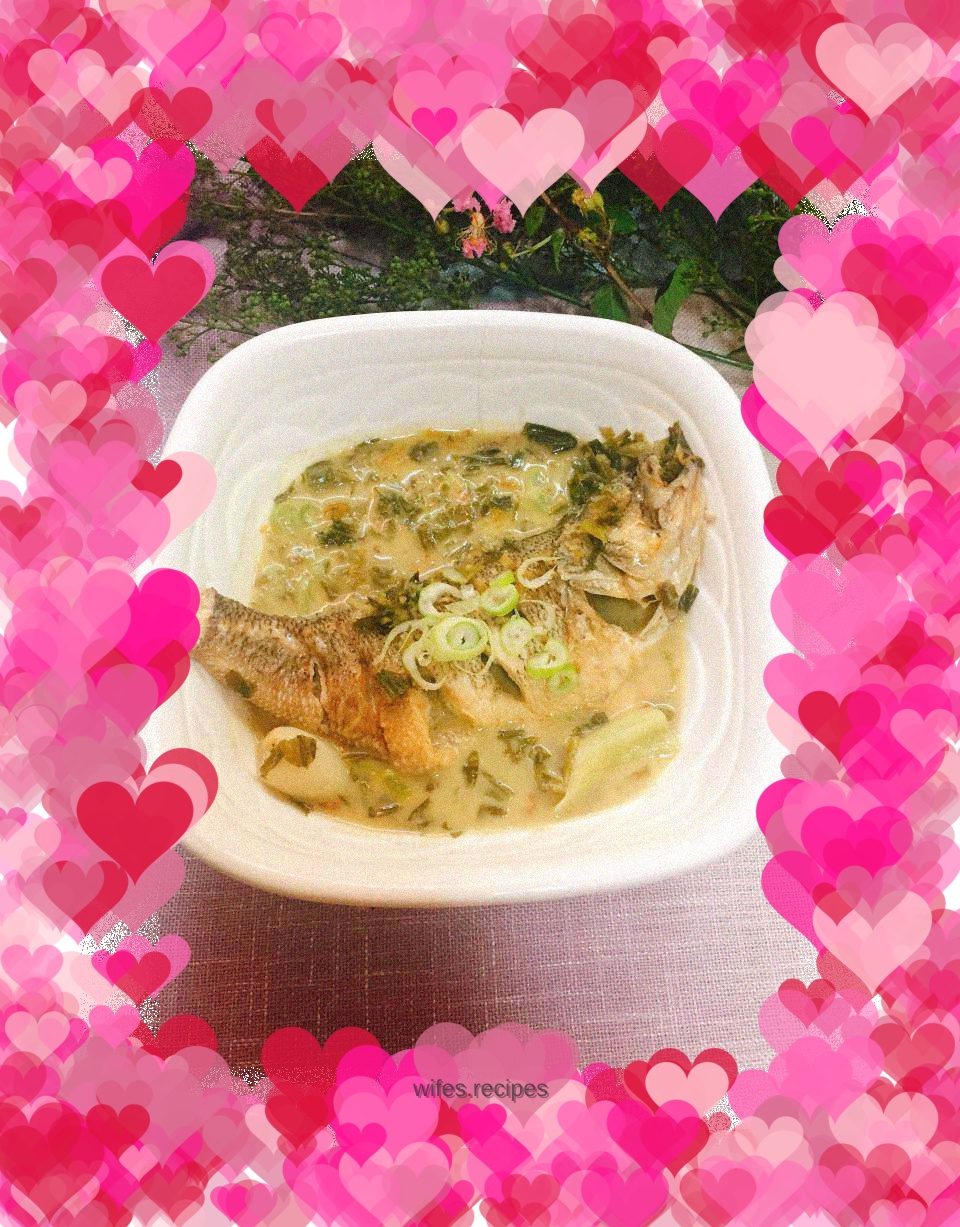 Pickled cabbage and seabass soup