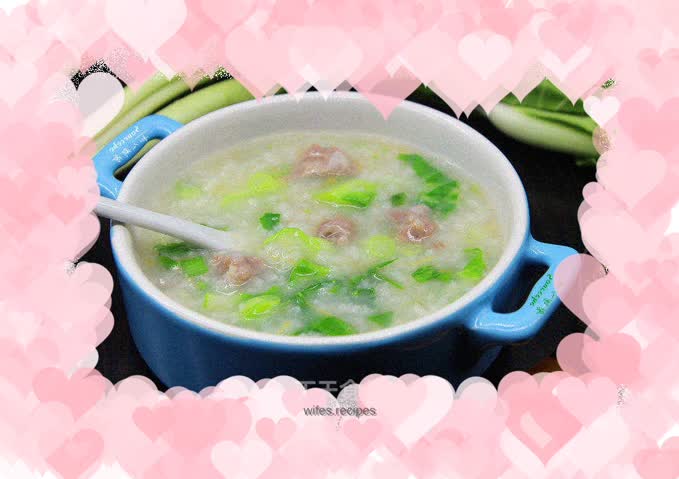 Choi sum and lean meat porridge