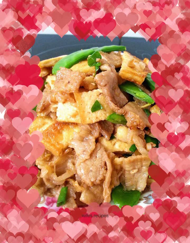 Stir-fried Pork Belly, Tofu and Snow Peas
