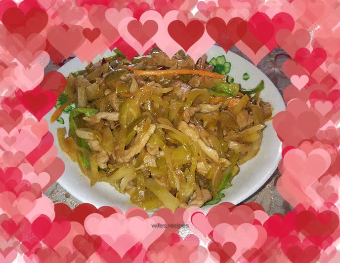 Shredded pork with pickled mustard