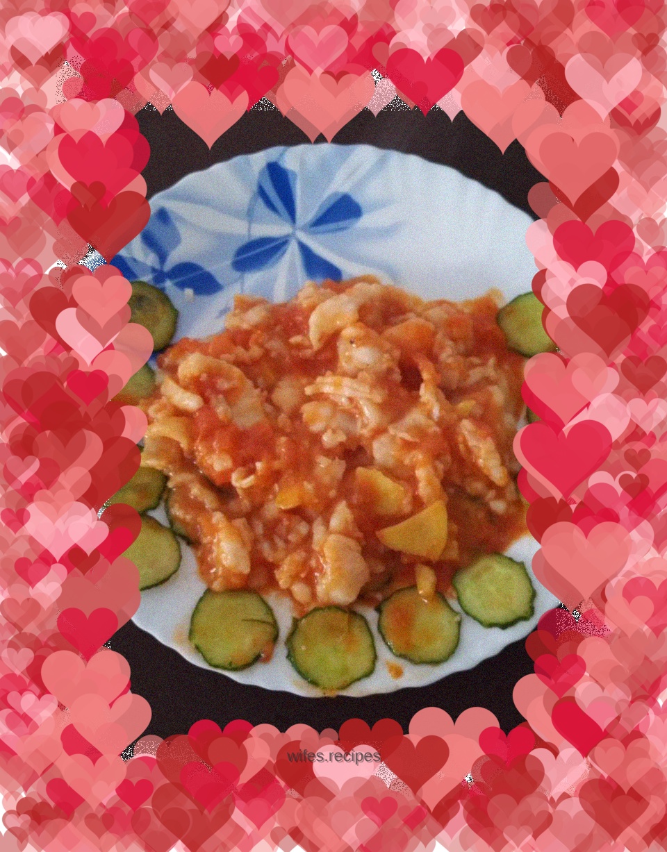 Dragon fish with tomato sauce