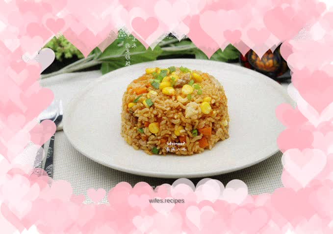 Fried rice with corn and minced meat