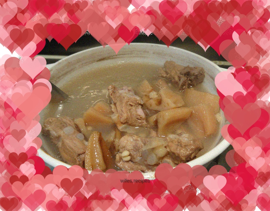 Lotus root, barley and pork ribs soup