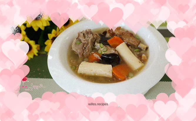 Yam, carrot and duck soup