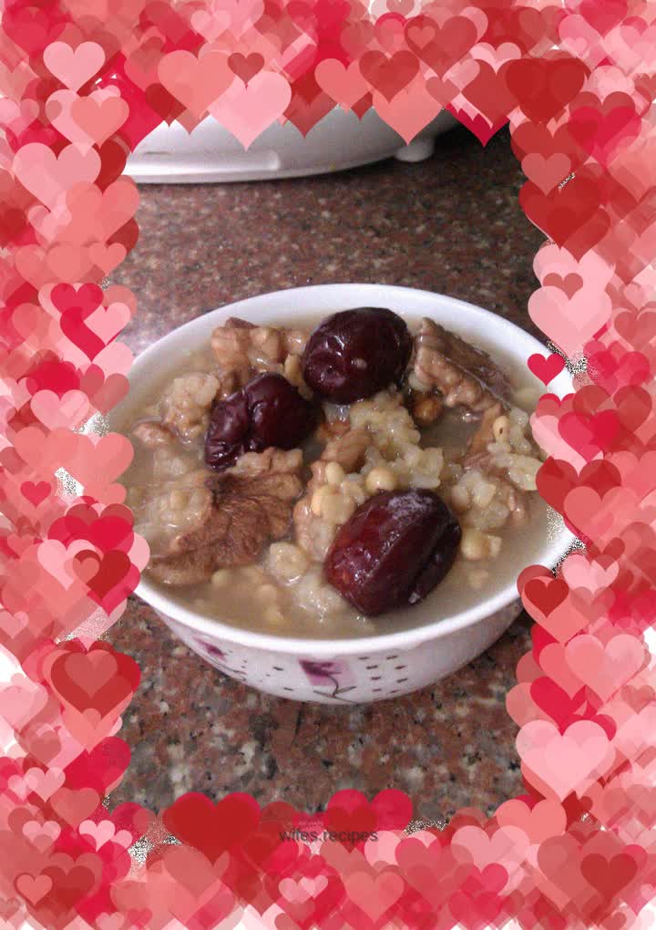 Red dates, walnuts and barley porridge