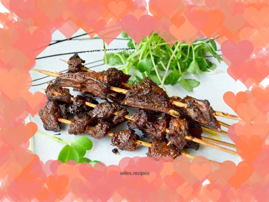 Herb grilled lamb belly kebabs