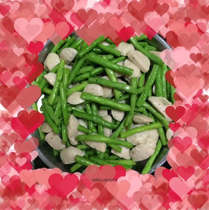 Stir-fried beans with meatballs