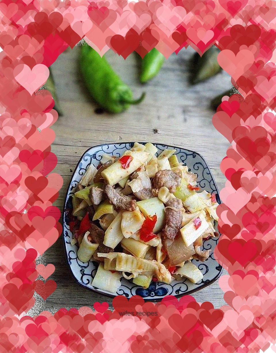 Stir-fried wild bamboo shoots with sliced meat
