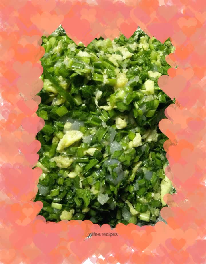 Shrimp, leek and egg filling