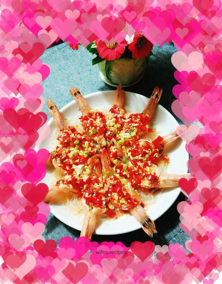 Steamed Prawns with Garlic and Minced Chili Vermicelli