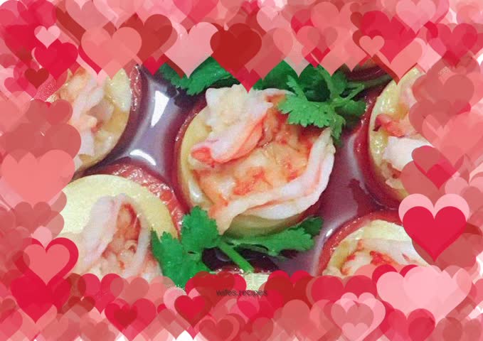 Steamed tamagoyaki shrimp