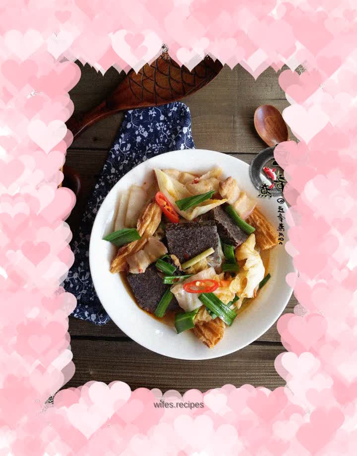 【Minnan】Pork Blood Cake Stewed with Cabbage