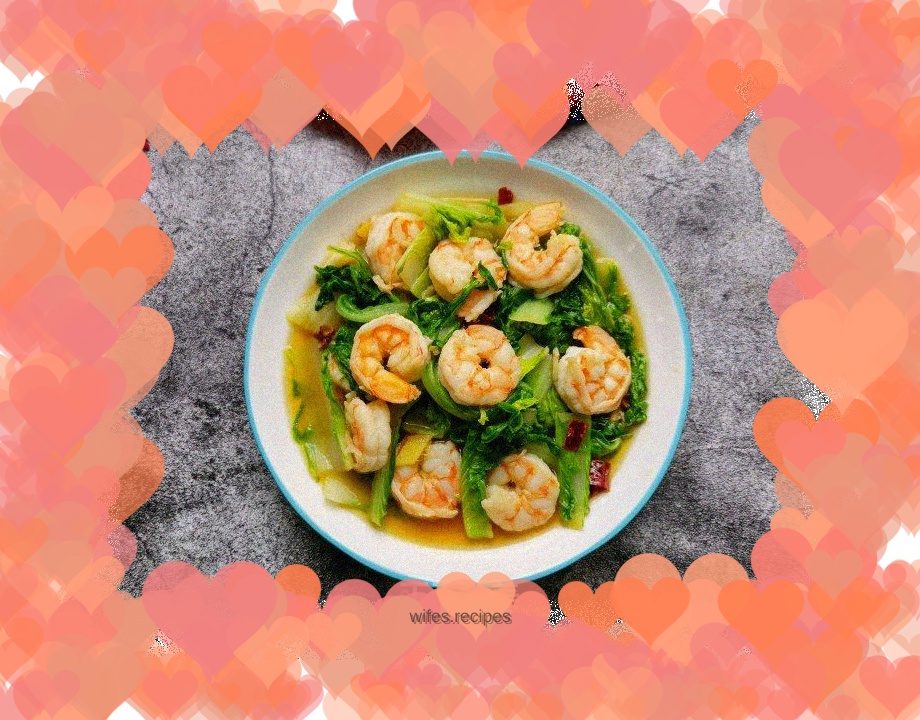 Stir-fried shrimps with baby cabbage