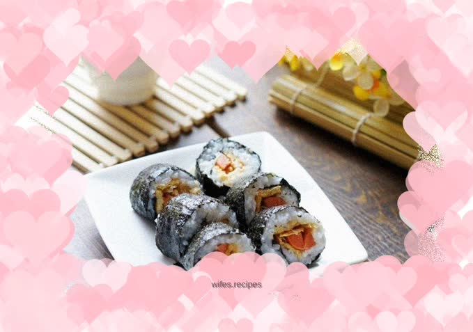 Ham and meat floss sushi