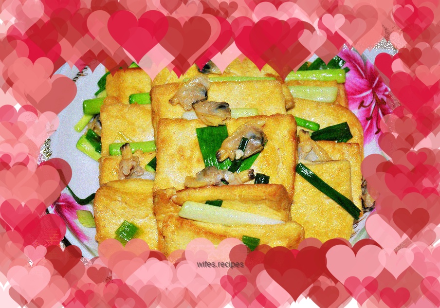 Pan-fried tofu with clams