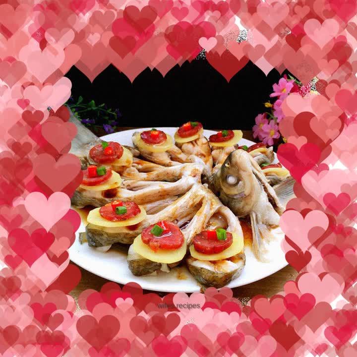 Steamed bream with sausage