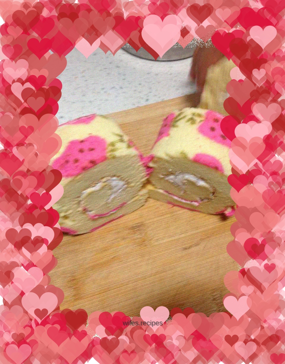 Hand-painted strawberry cake roll