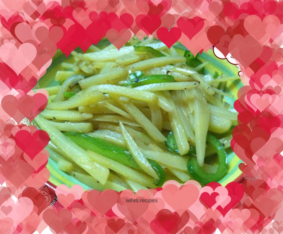 Green pepper and potato shreds