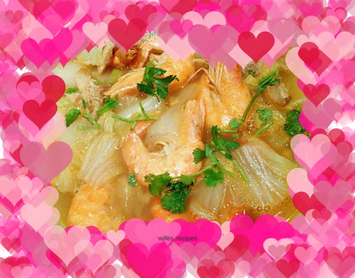 Winter seasonal dish - Braised prawns with cabbage