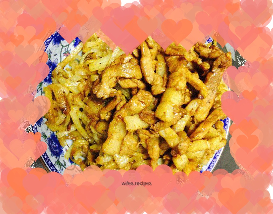 Delicious fried potato and pork pancake🍝