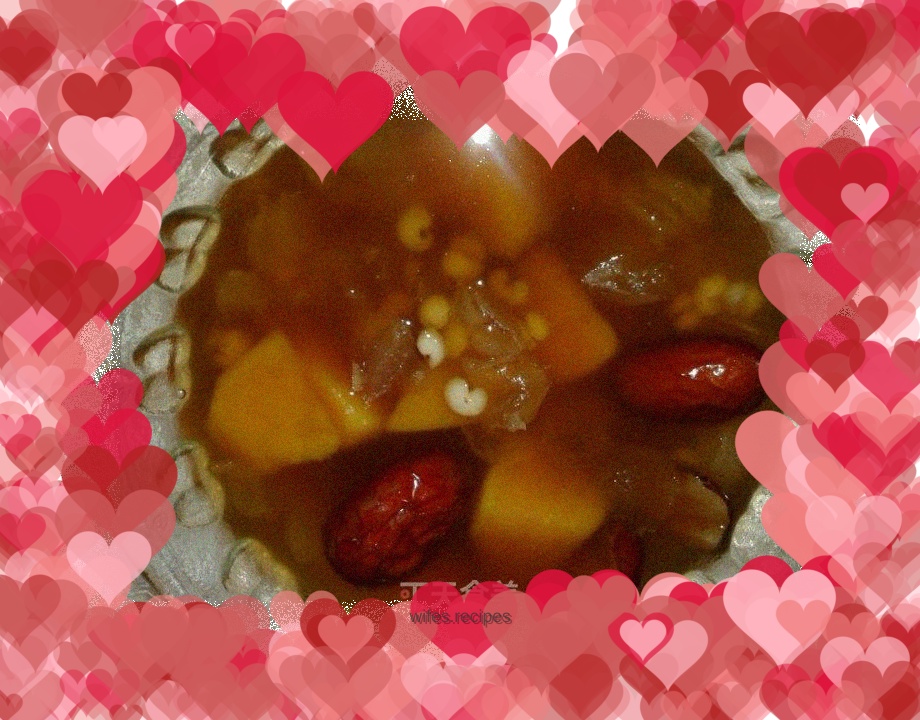 Snow lotus seeds, barley, sweet potato and sugar water