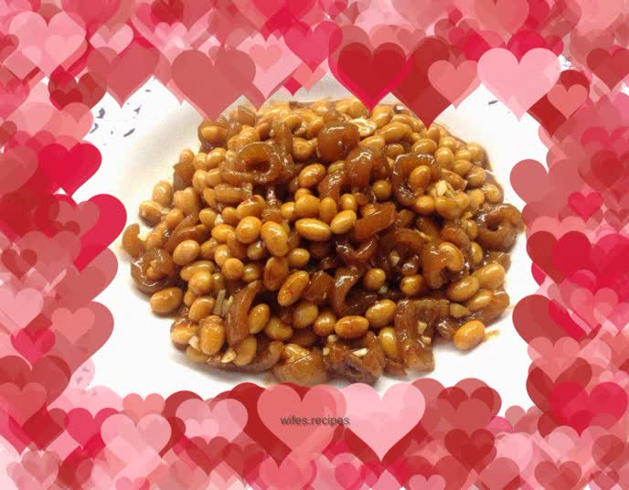 Braised pork skin with soybeans in soy sauce