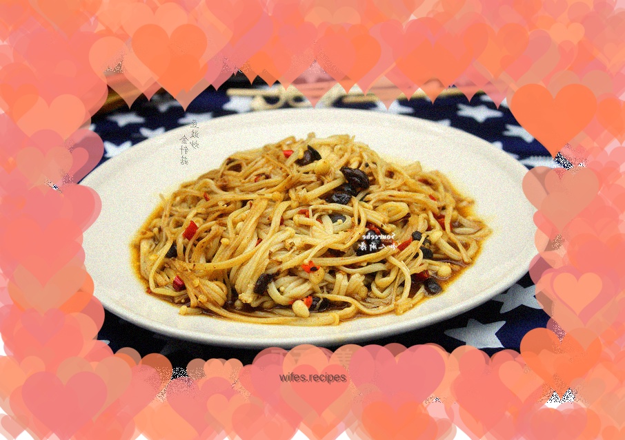 Stir-fried Enoki Mushrooms with Black Bean Sauce
