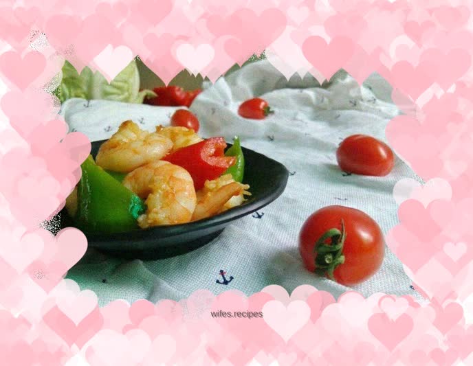 Fried shrimp with colorful peppers!