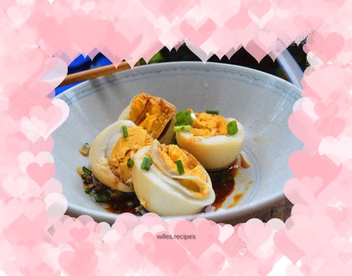 Duck eggs with soy sauce and scallions