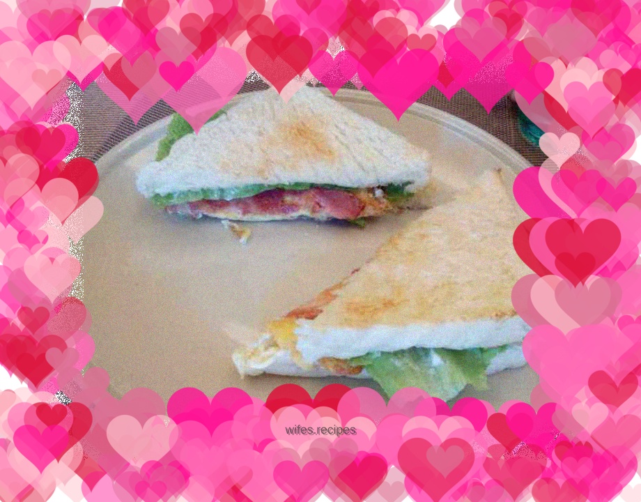 Egg, bacon, lettuce sandwich