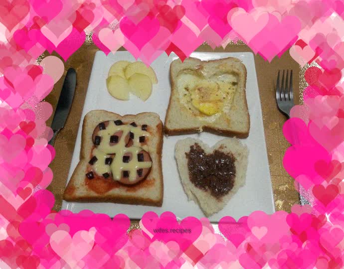Breakfast for my little grandpa ~ Whole wheat toast and cheese omelette