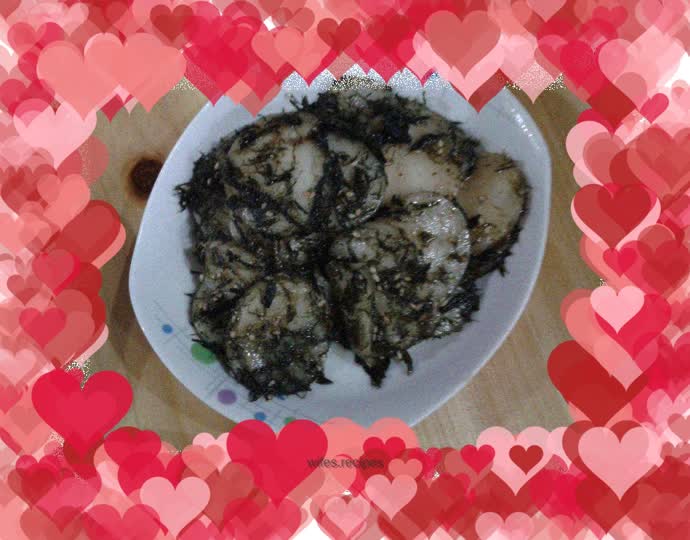 Fried rice cake with moss