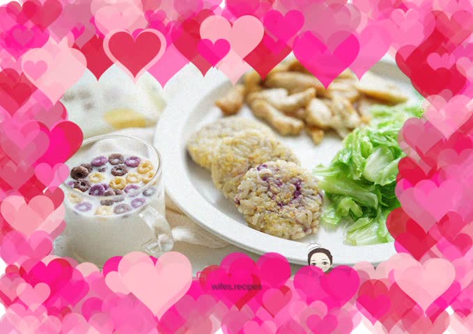 Complementary food for 12 months and above: Purple sweet potato cheese cereal rice cakes