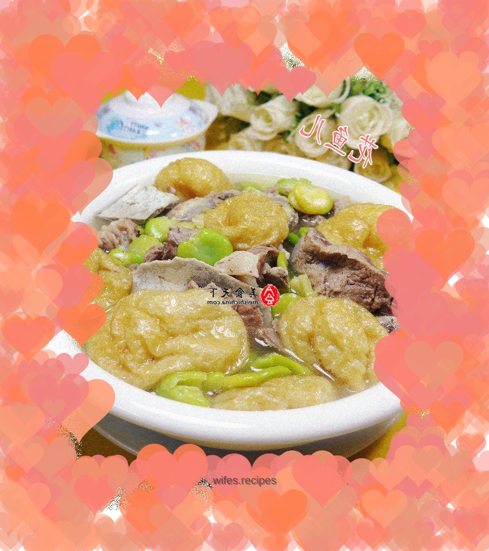 Oily gluten broad bean meat and bone soup