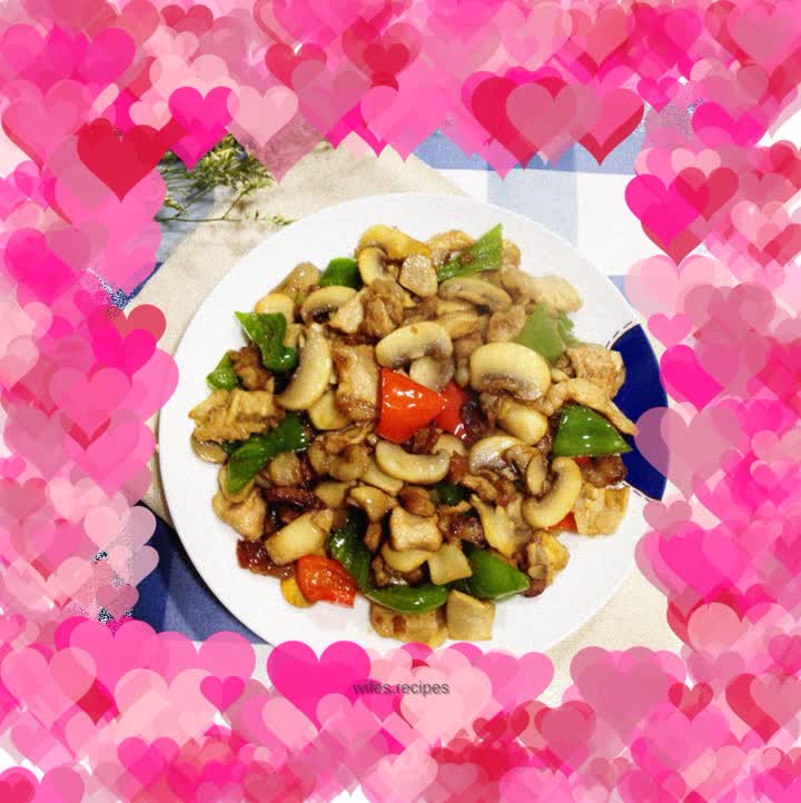 Stir-fried pork slices with mushrooms