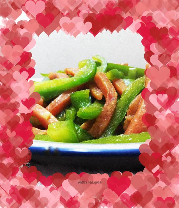 Fried ham with two peppers