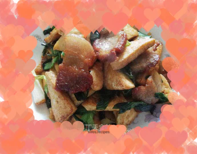 Pan-fried tofu with sliced meat