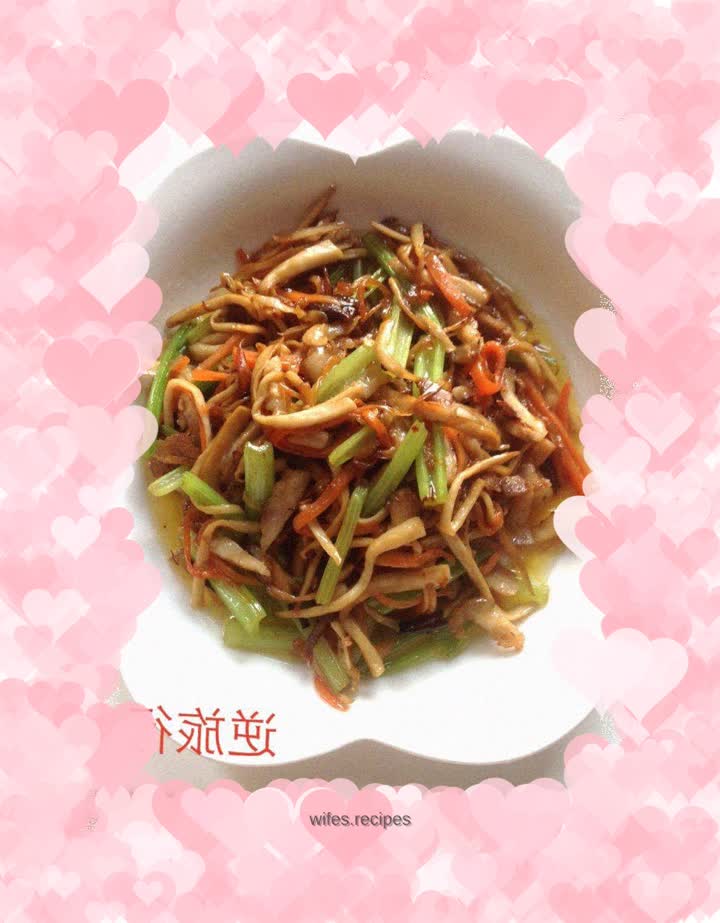 [Stir-fried meat with celery, king oyster mushrooms]------Home-style stir-fry, extraordinary in the ordinary