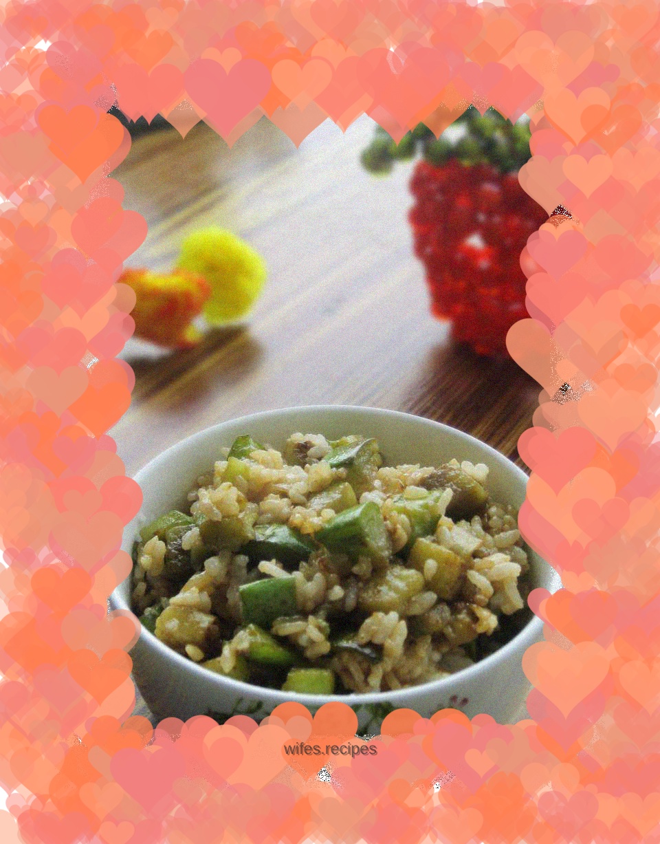 Fried rice with diced eggplant