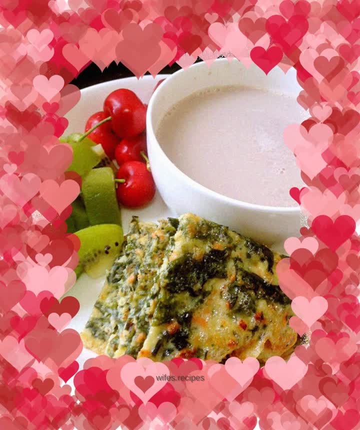 Delicious breakfast of seaweed egg pancake